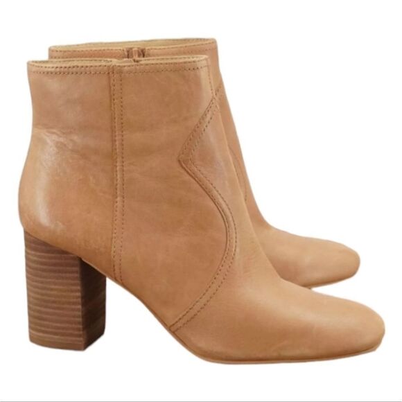 Lucky Brand Womens Sheirin Heeled Ankle Booties Size 9M Tan Leather Western - Picture 3 of 7